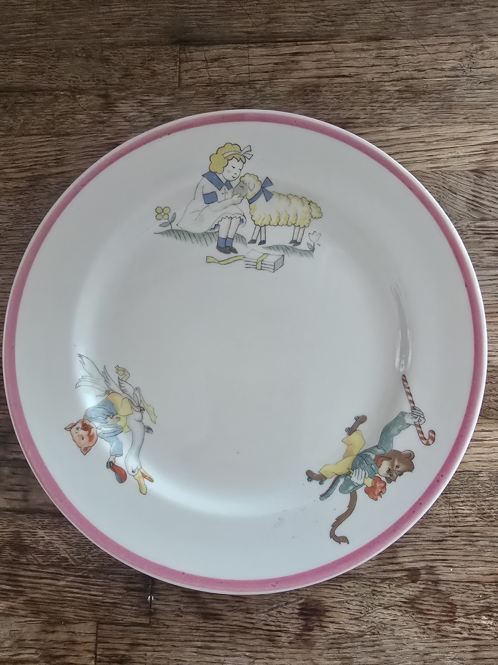 Vintage Niagara China Ceramic Dinner Plate w/Whimsical Nursery Illustrations